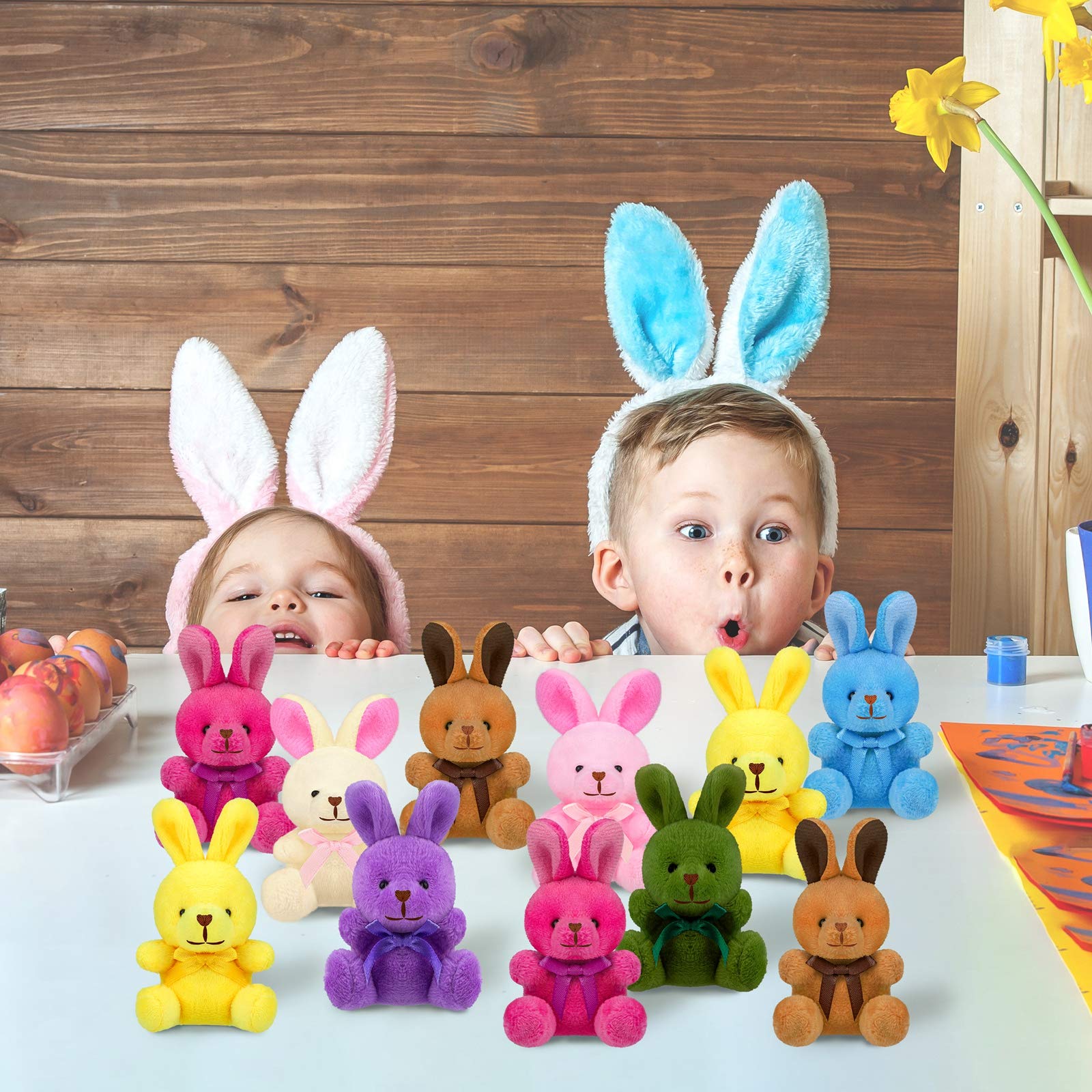 Elcoho purple bunny plush cute seasonal decor and party favor.