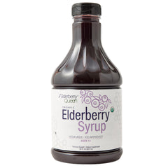 Elderberry Queen organic elderberry syrup bottle with 30 oz size and label