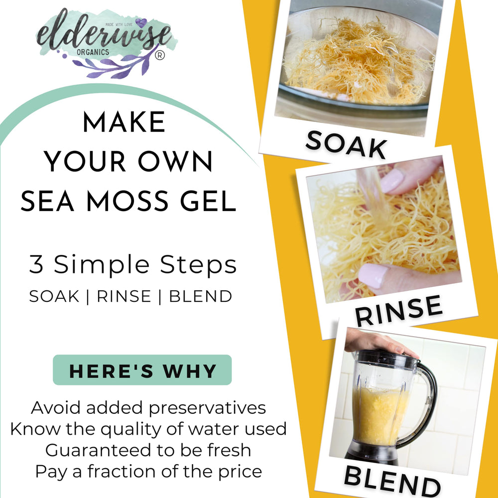 Elderwise Sea Moss sun-dried form, convenient for quick gel prep