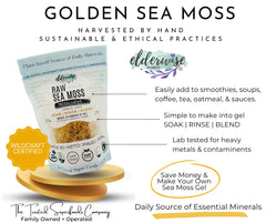Elderwise Wildcrafted Golden Sea Moss image, perfect for nutrient-dense smoothies