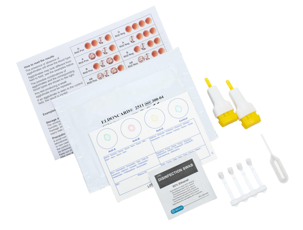 EldonCard dried antibody formulations enable quick at-home blood typing