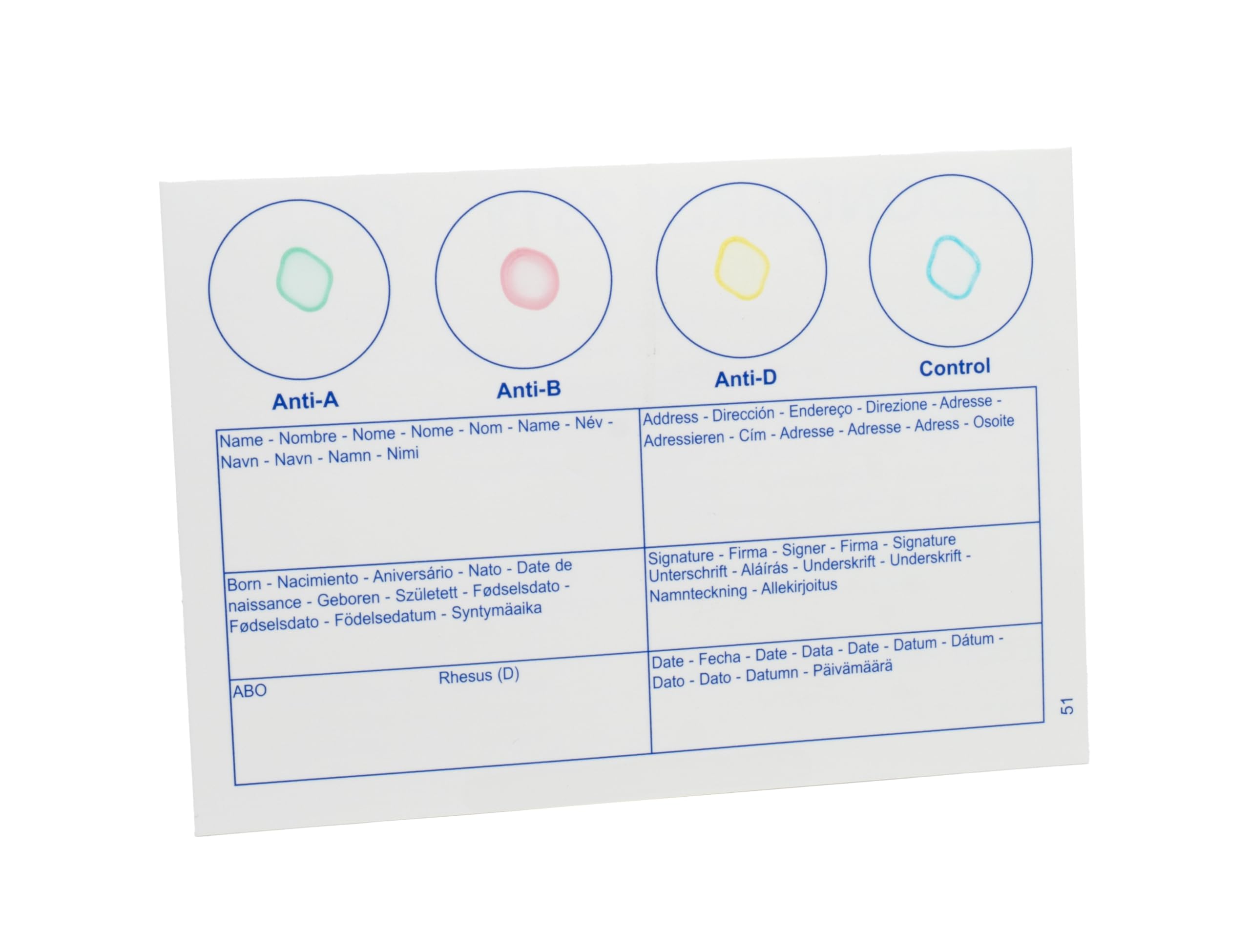 EldonCard home-testing setup ready for personal blood typing