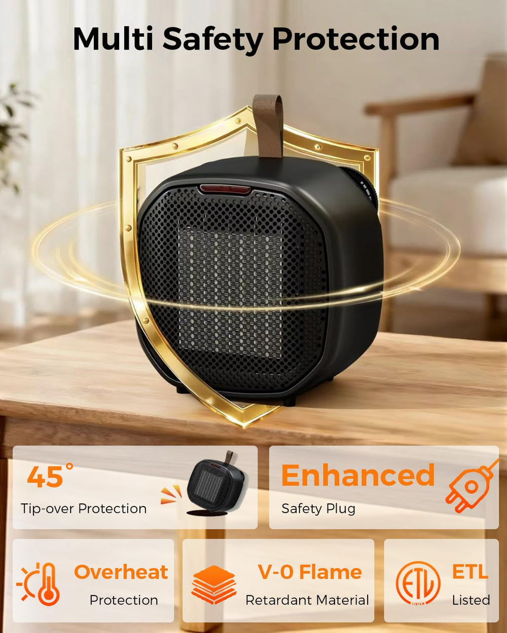 Electactic space heater on office desk delivering targeted warmth