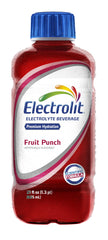 Electrolit Fruit Punch bottle side view for quick rehydration during workouts.
