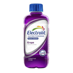 Electrolit Grape bottle pour showing quick hydration during activity.