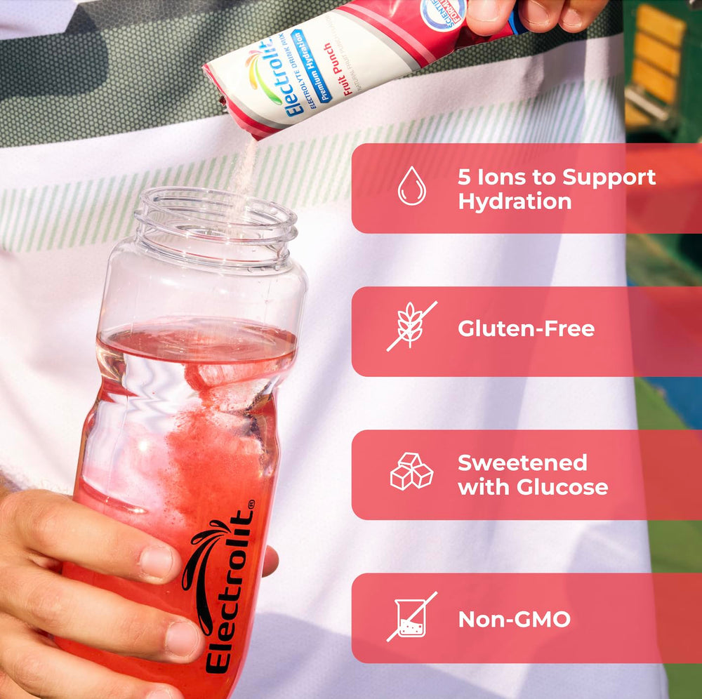 Electrolit mineral blend graphic highlighting electrolyte balance for workouts.