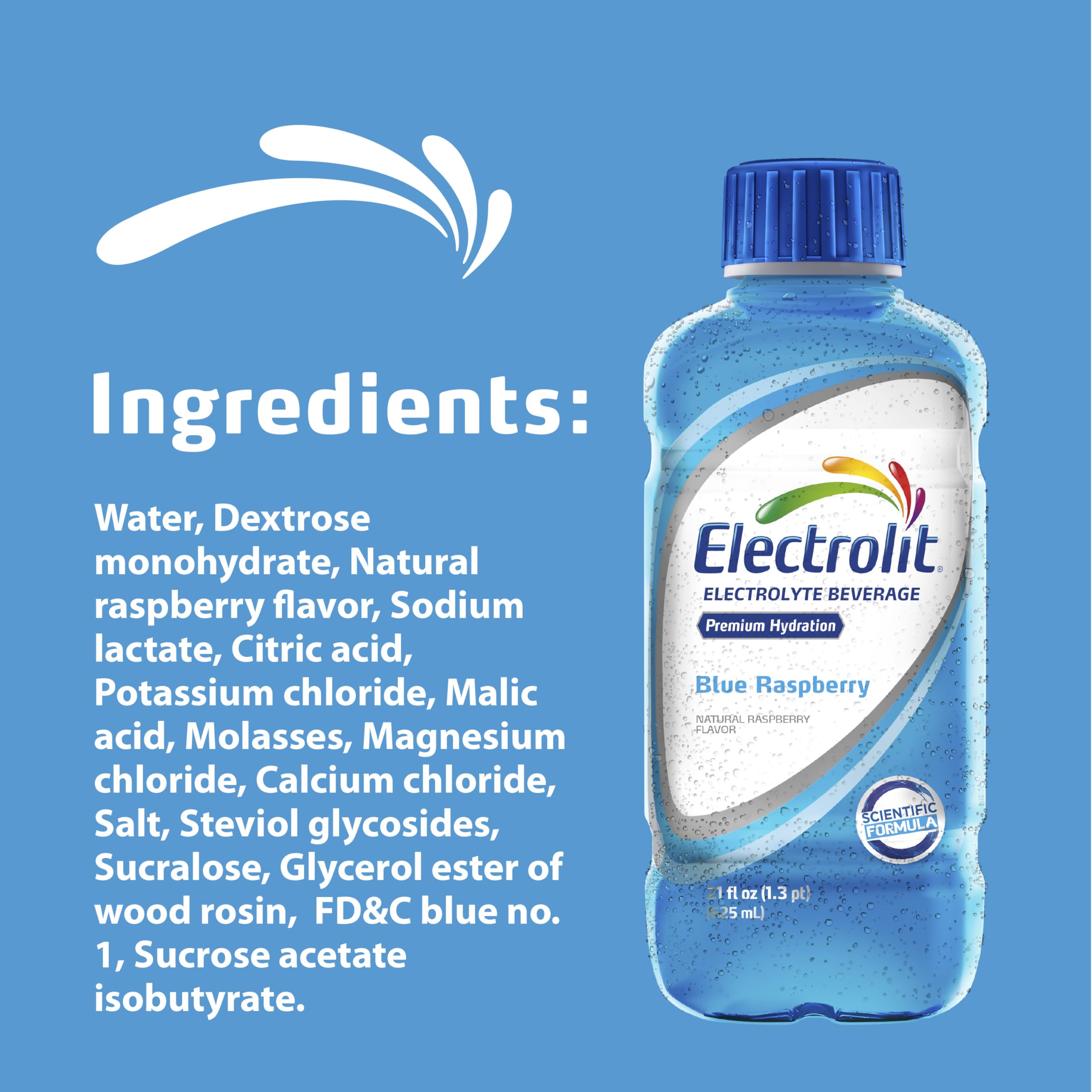 Electrolit Pack of 12 blue raspberry bottles emphasizes value and consistency.