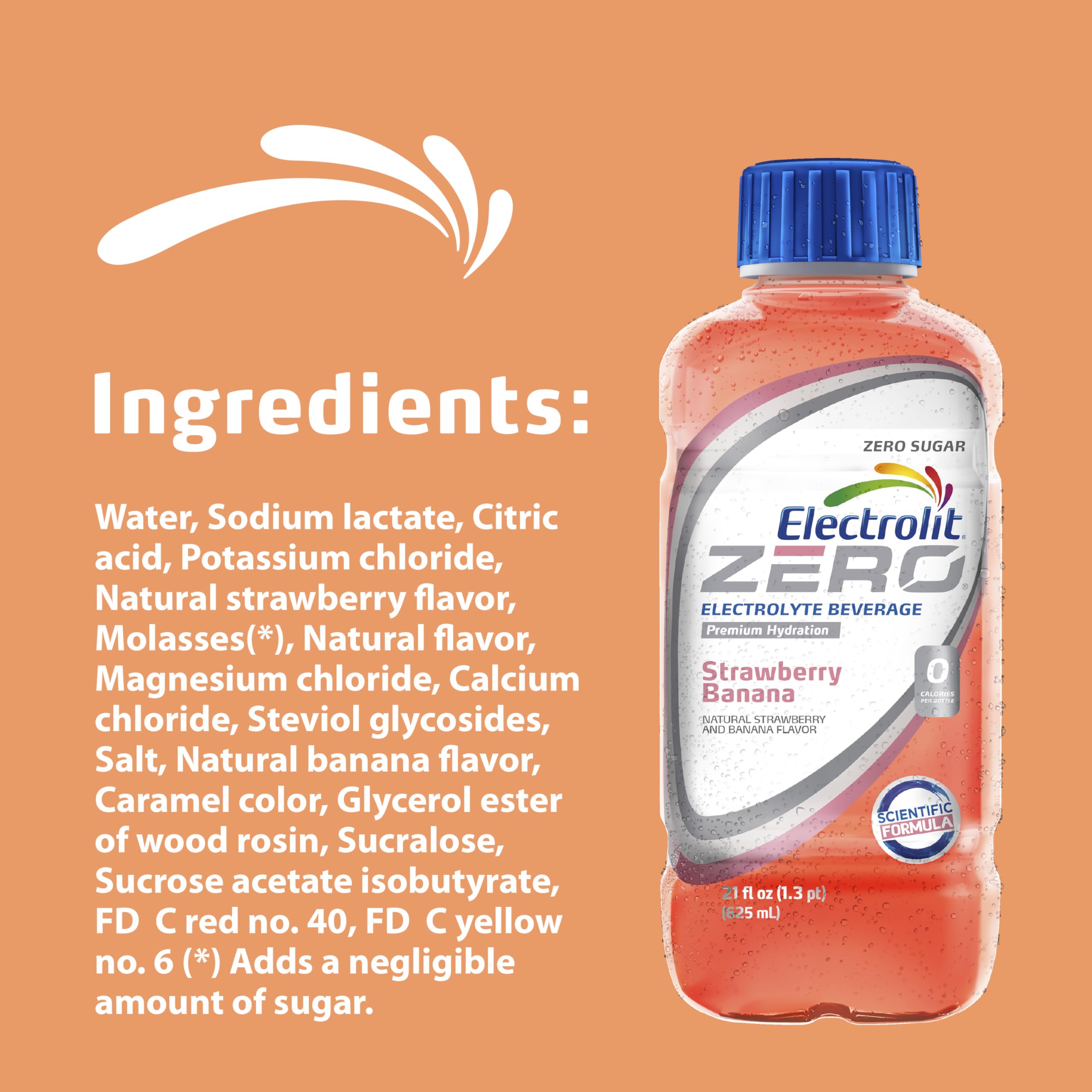 Electrolit Zero ingredients panel highlights electrolytes and glucose.