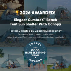 Elegear CumbreX tent fully set up shows double space for family or friends