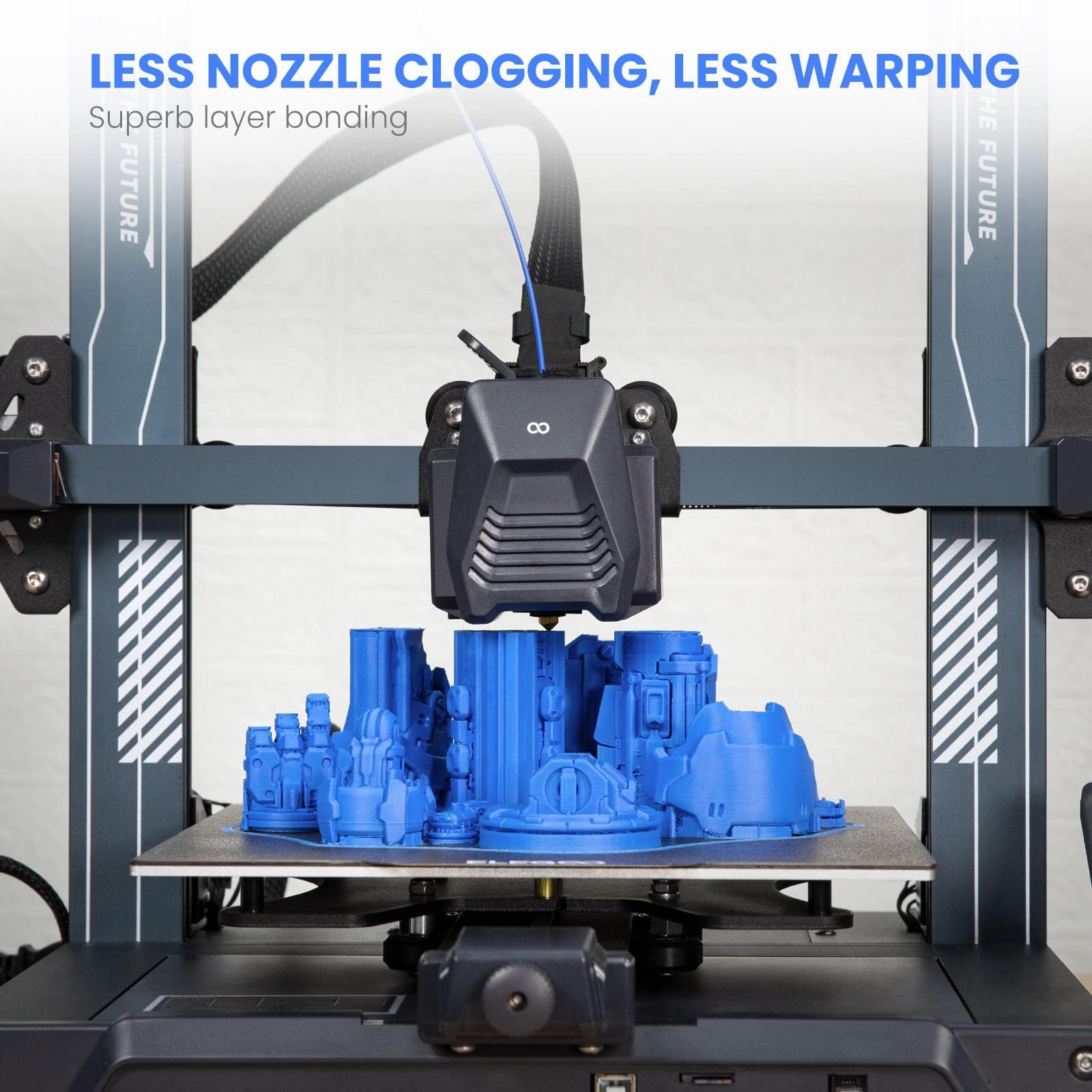 ELEGOO PLA filament entering a printer demonstrating easy feeding and consistent extrusion