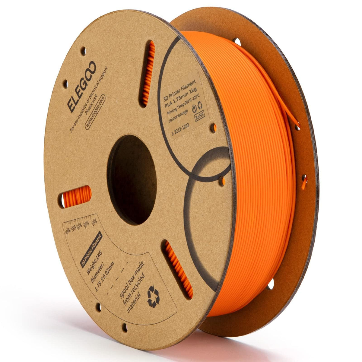 ELEGOO PLA filament orange 1kg spool ready for smooth extrusion