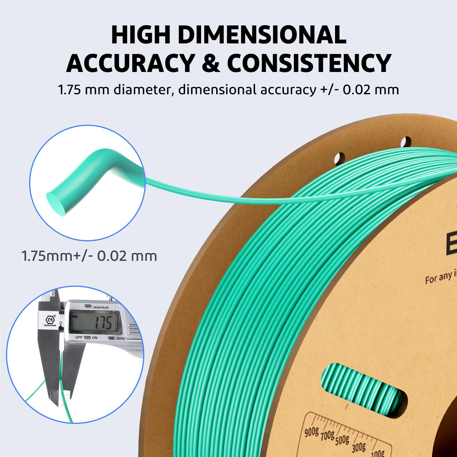ELEGOO PLA Plus neatly wound spool reduces tangles for steady starts.