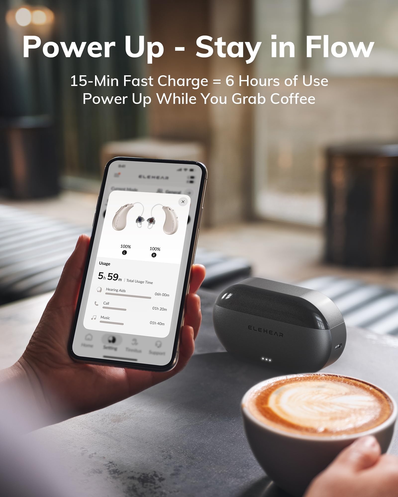 ELEHEAR Beyond Pro all-day power with long runtime on a single charge
