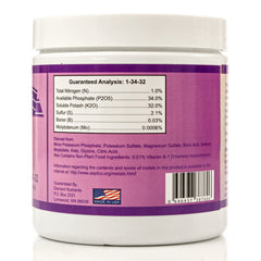 Element Nutrients Flower Fuel jar label closeup highlighting key nutrients and proportions.