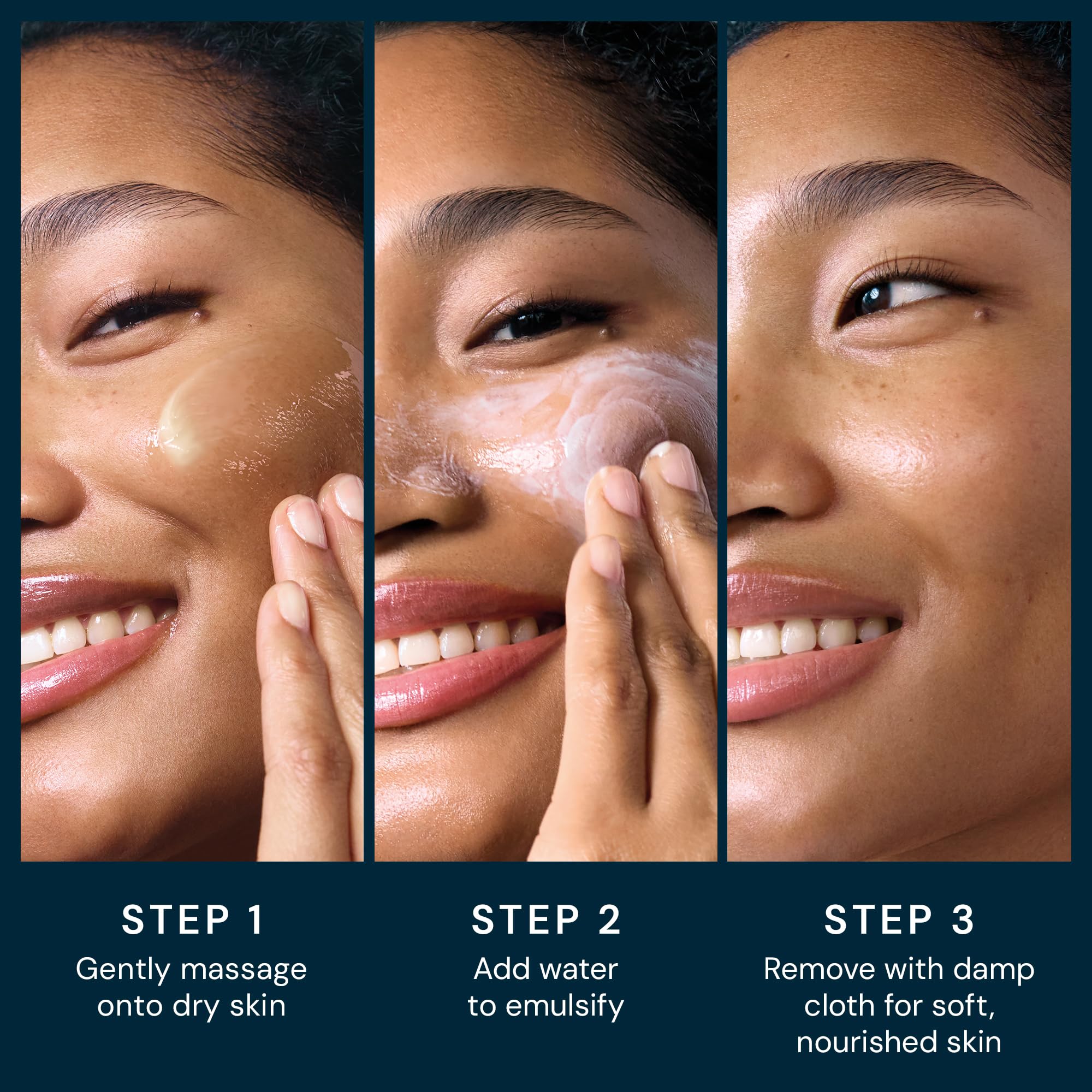 ELEMIS Pro-Collagen Balm being massaged on face, neck, and decollete.