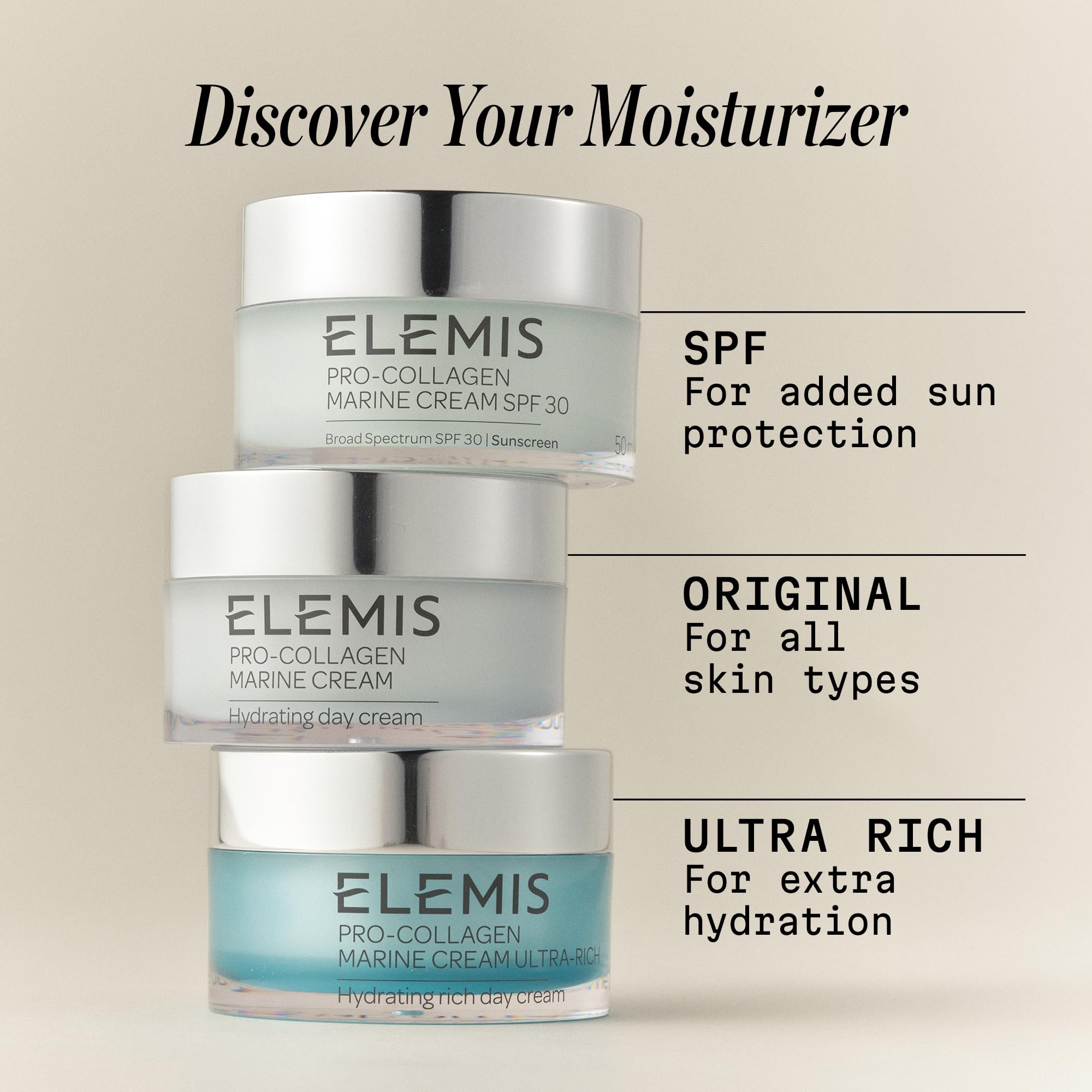 ELEMIS Pro-Collagen Marine Cream SPF 30 shown with makeup-free morning skin