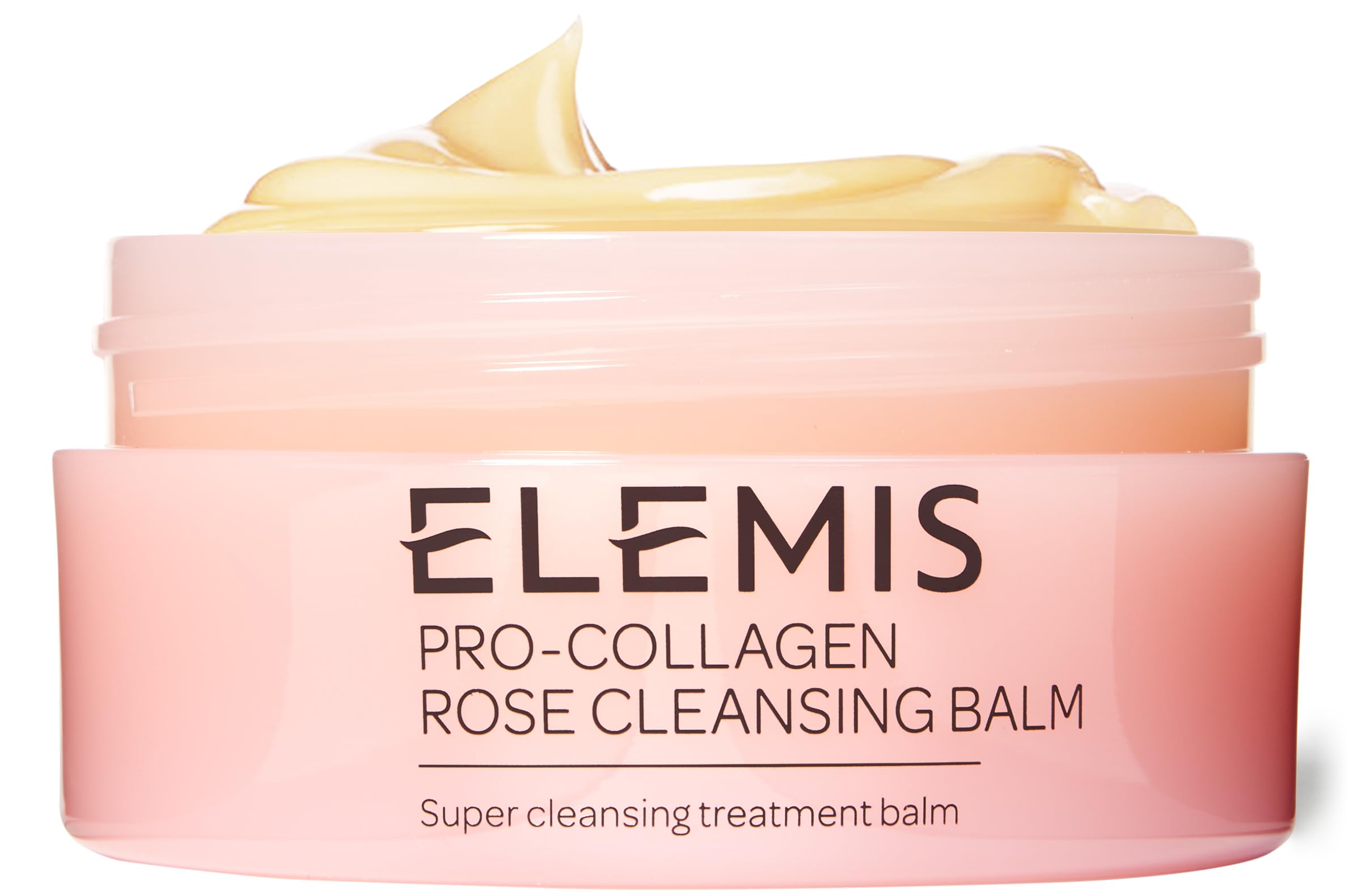 ELEMIS Pro-Collagen Rose Cleansing Balm in jar melts away makeup and sunscreen gently.