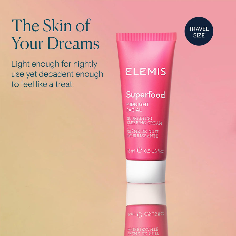 Elemis Superfood Midnight Facial dispenses pea sized amount for nightly routine