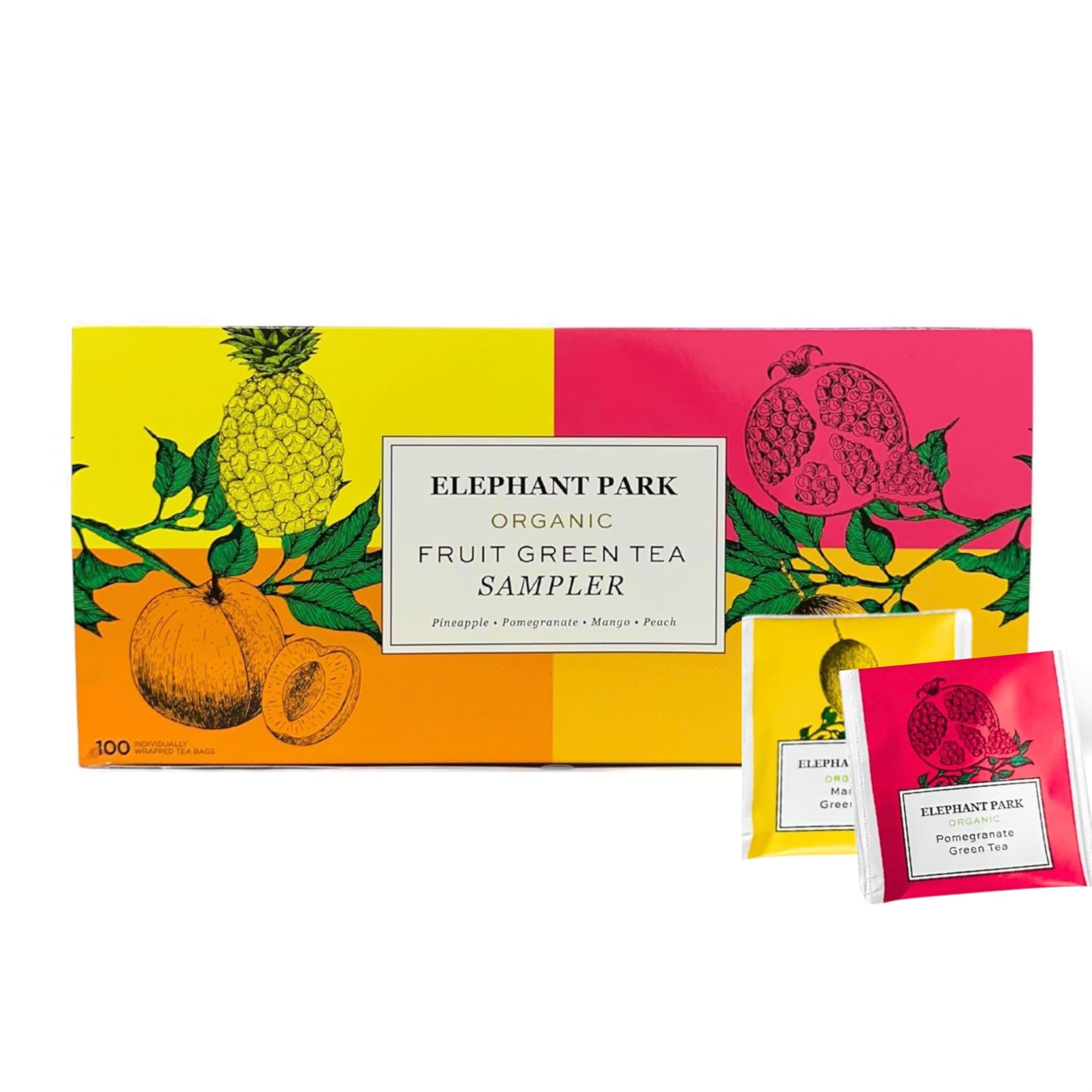Elephant Park caffeinated green tea bags provide a gentle energy lift.