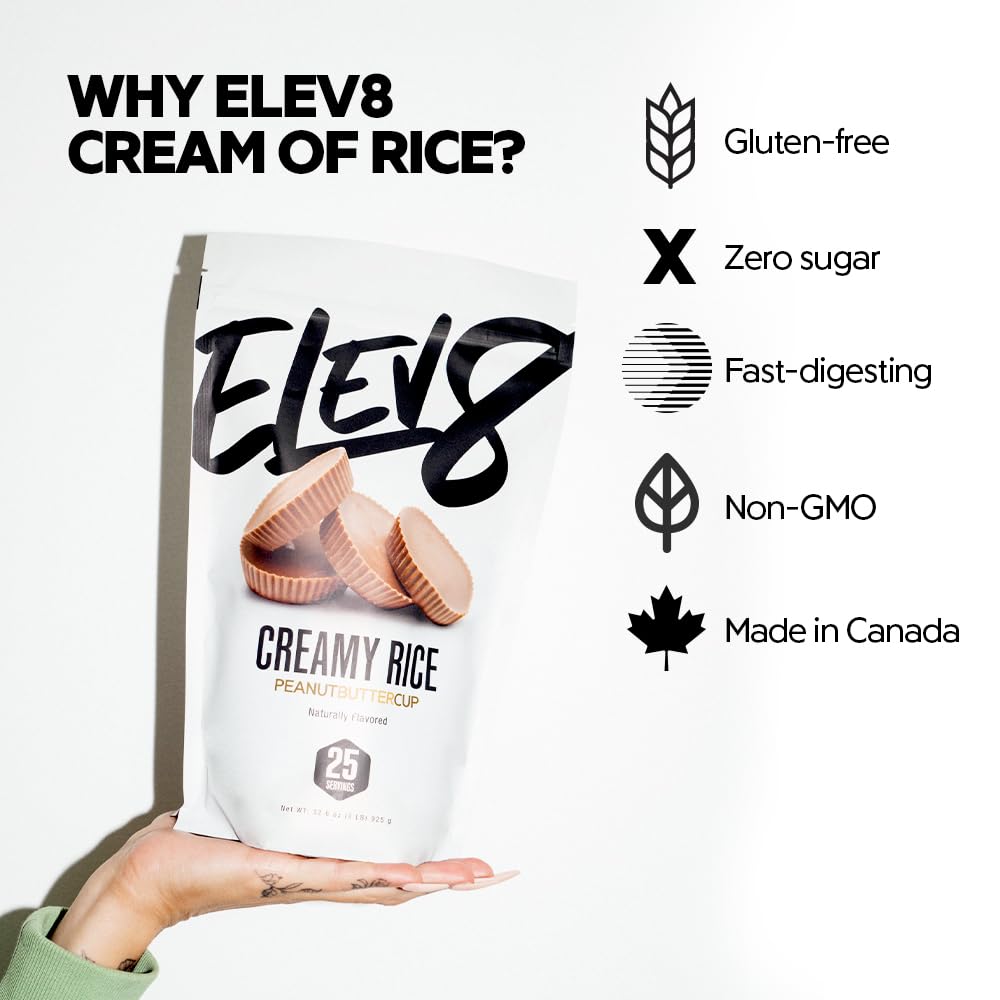 Elev8 Cream of Rice served in a bowl with spoon, creamy texture and flavor