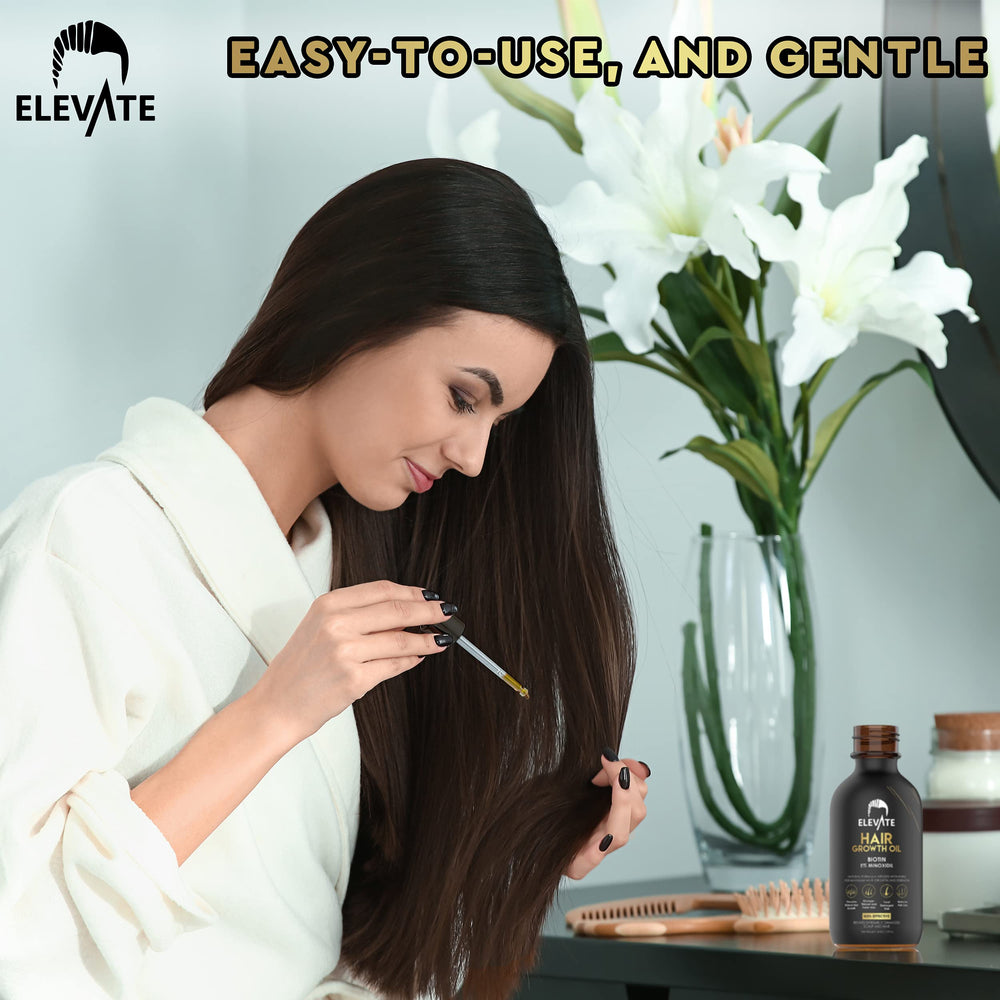 Elevate Hair thinning visual with fuller strands after use