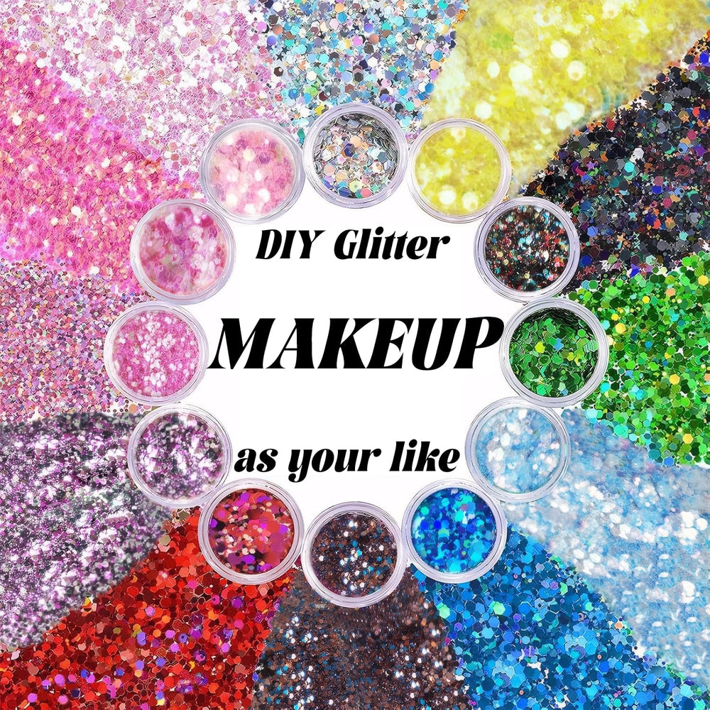 ELEVAVE body glitter circle versatile shimmer for skin and hair.