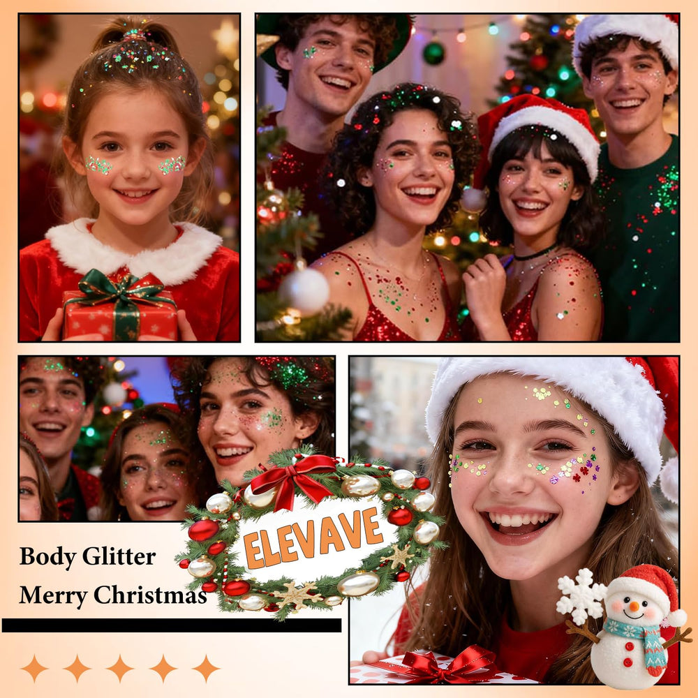ELEVAVE body glitter diamond subtle sparkle highlights features.