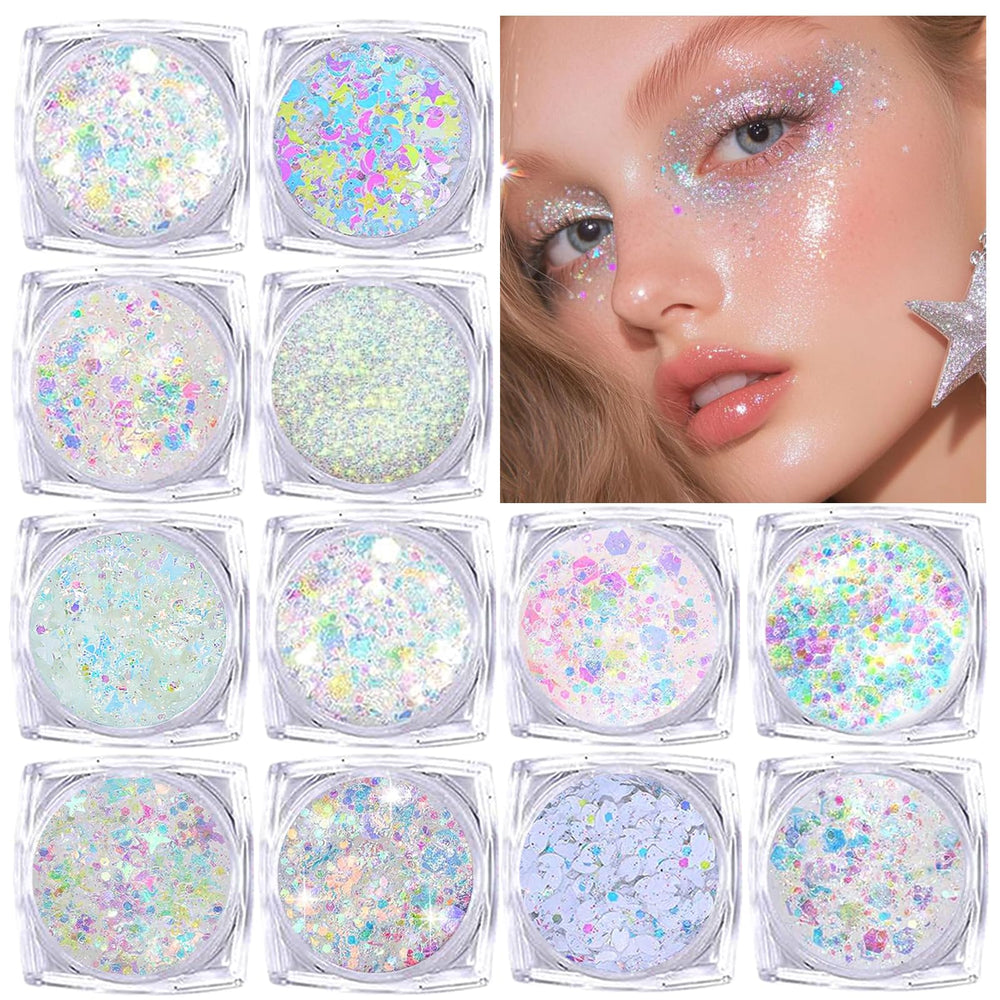 ELEVAVE body glitter hexagon on skin adds bold party sparkle.