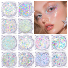 ELEVAVE body glitter hexagon on skin adds bold party sparkle.