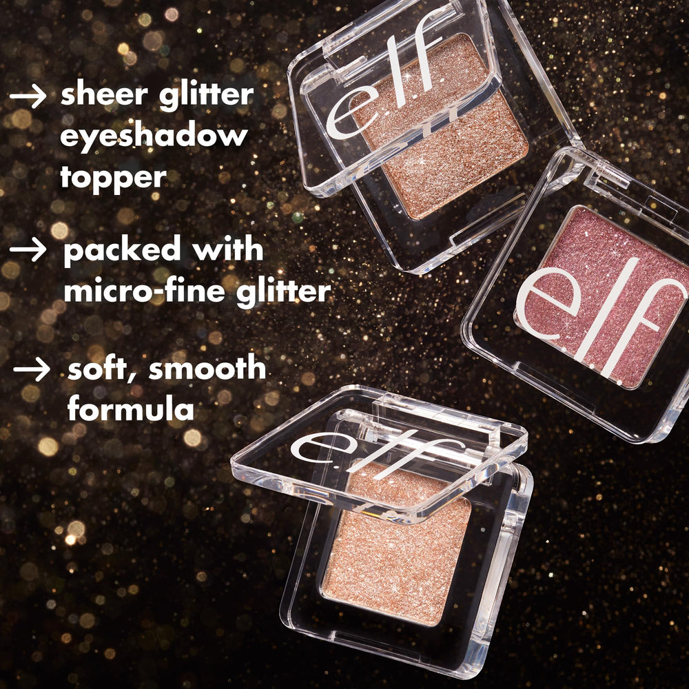e.l.f. Fine as Fleck layered over shadows adds dimensional sparkle.