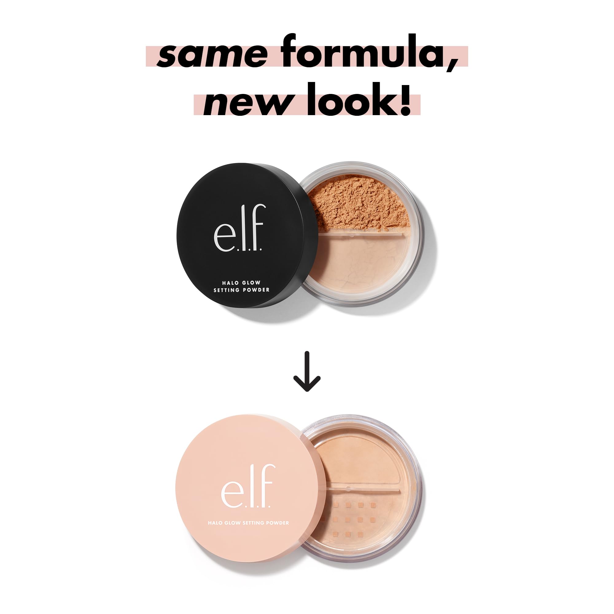 e.l.f. Halo Glow powder features sapphire powder for subtle radiance.