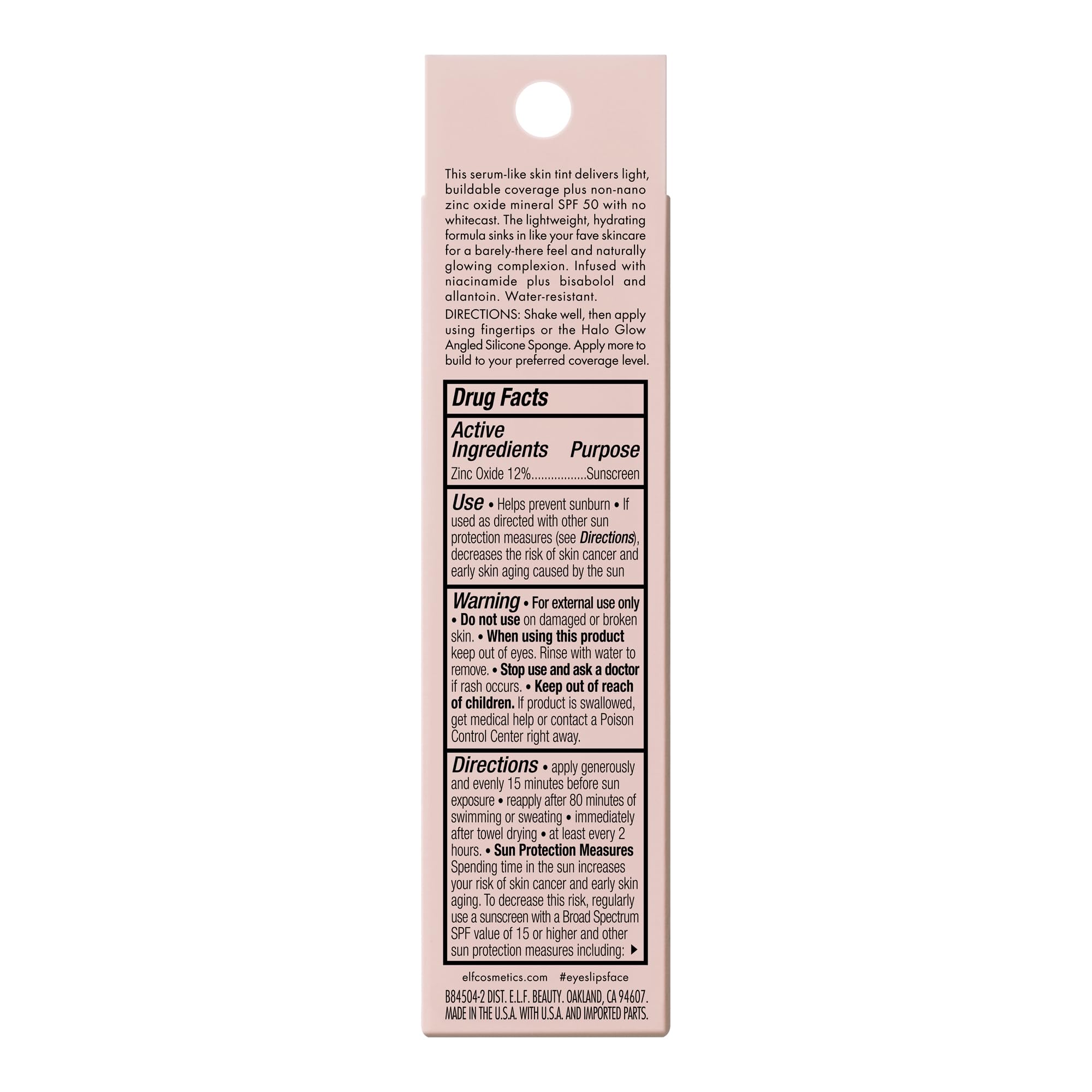 e.l.f. Halo Glow SPF 50 on skin for sun protection.