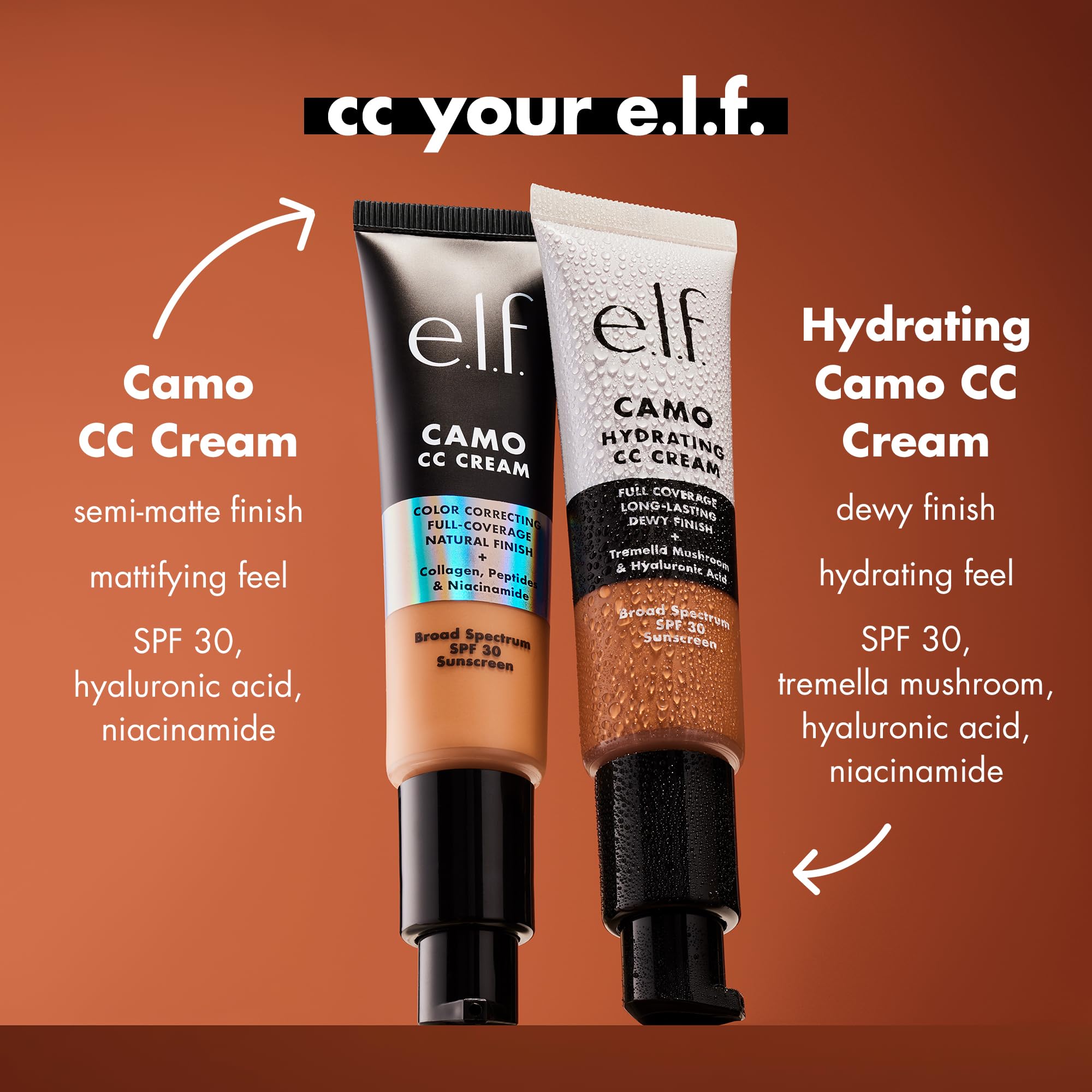 e.l.f. Hydrating Camo CC Cream packaging box with vegan Cruelty-Free badge