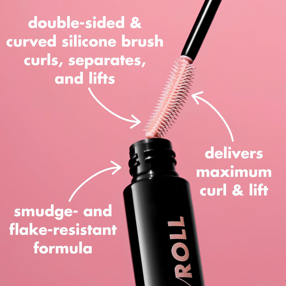 e.l.f. Lash 'N Roll mascara demonstrates smudge-resistant formula for all-day wear.