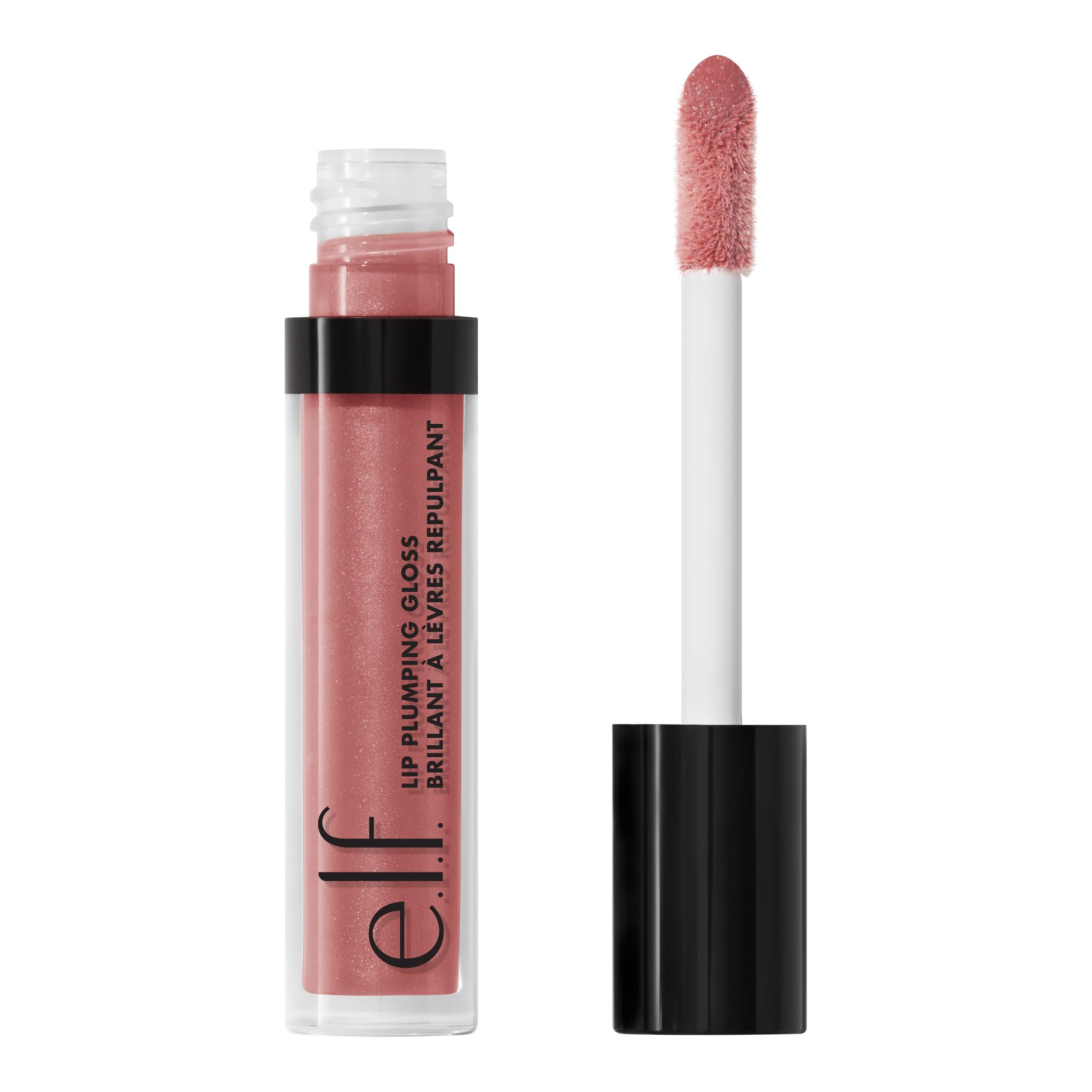 e.l.f. Lip Plumping Gloss mauve lady applied for fuller lips with sheer color and shine.
