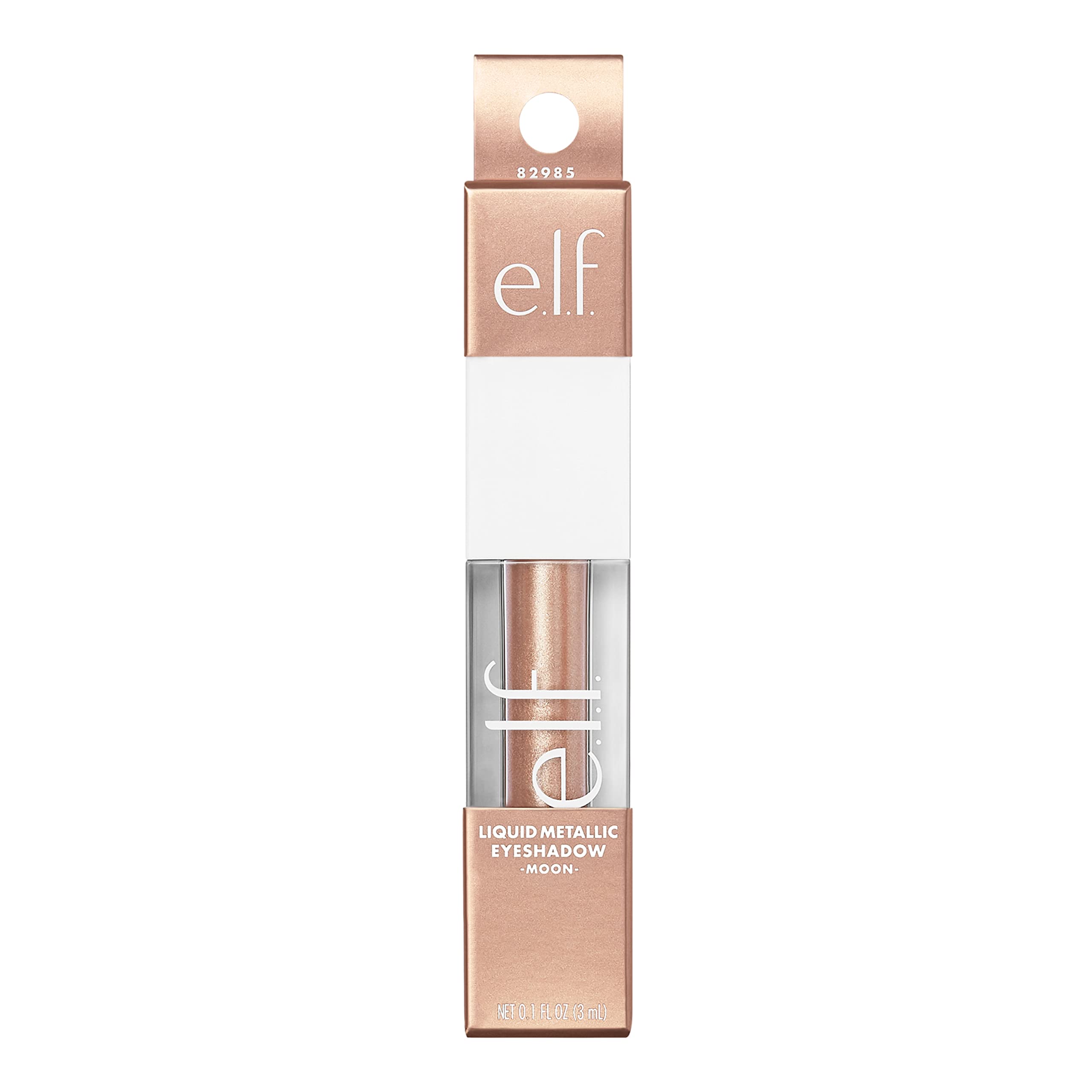 e.l.f. Liquid Metallic Eyeshadow Comet showcases rose gold with cool silver shimmer for statement eyes