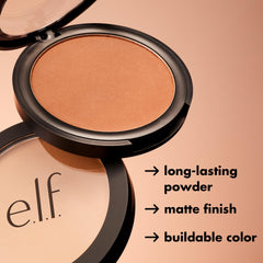 Long-wear e.l.f. Primer-Infused Bronzer for all-day warmth and glow.