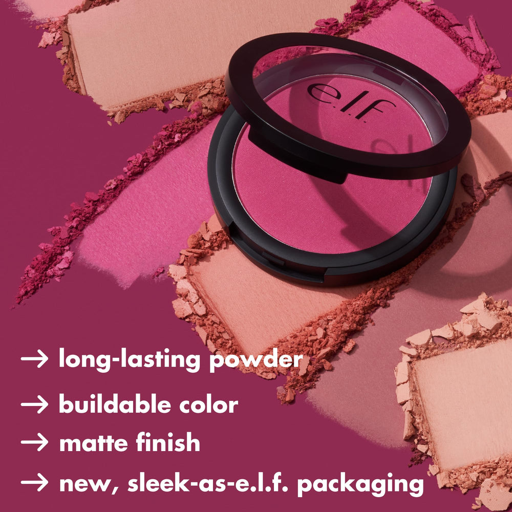 e.l.f. Primer-Infused Matte Blush being built up for customizable color