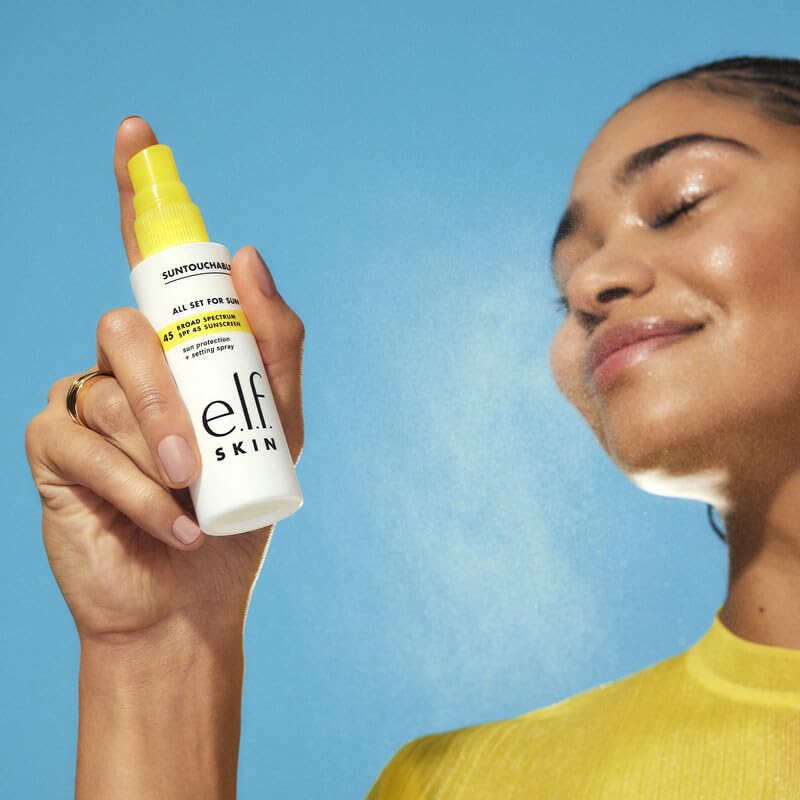 e.l.f. SKIN All Set For Sun SPF 45 mist with prickly pear oil.