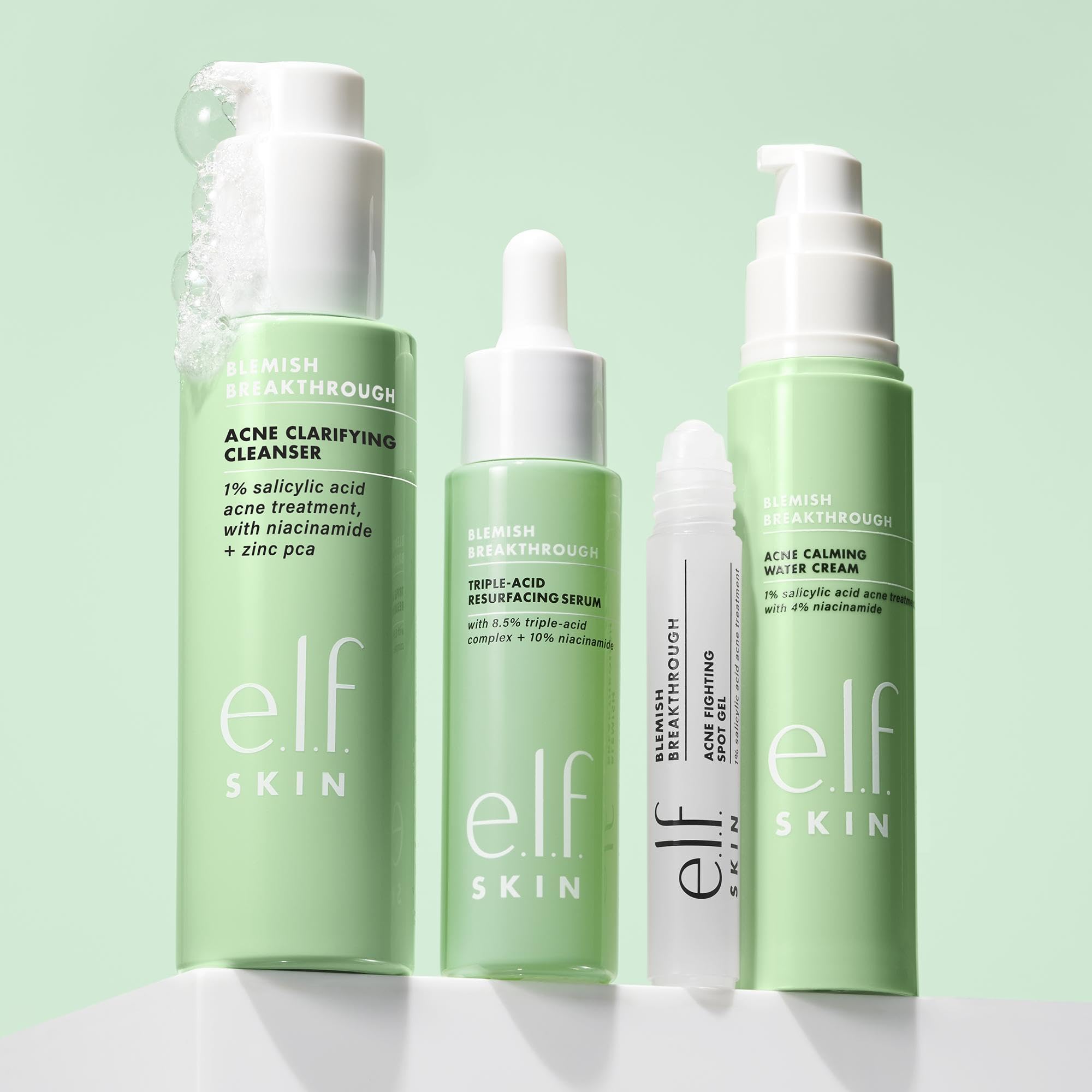 e.l.f. Skin Blemish Breakthrough pores closeup emphasizes clarifying action for oily skin.