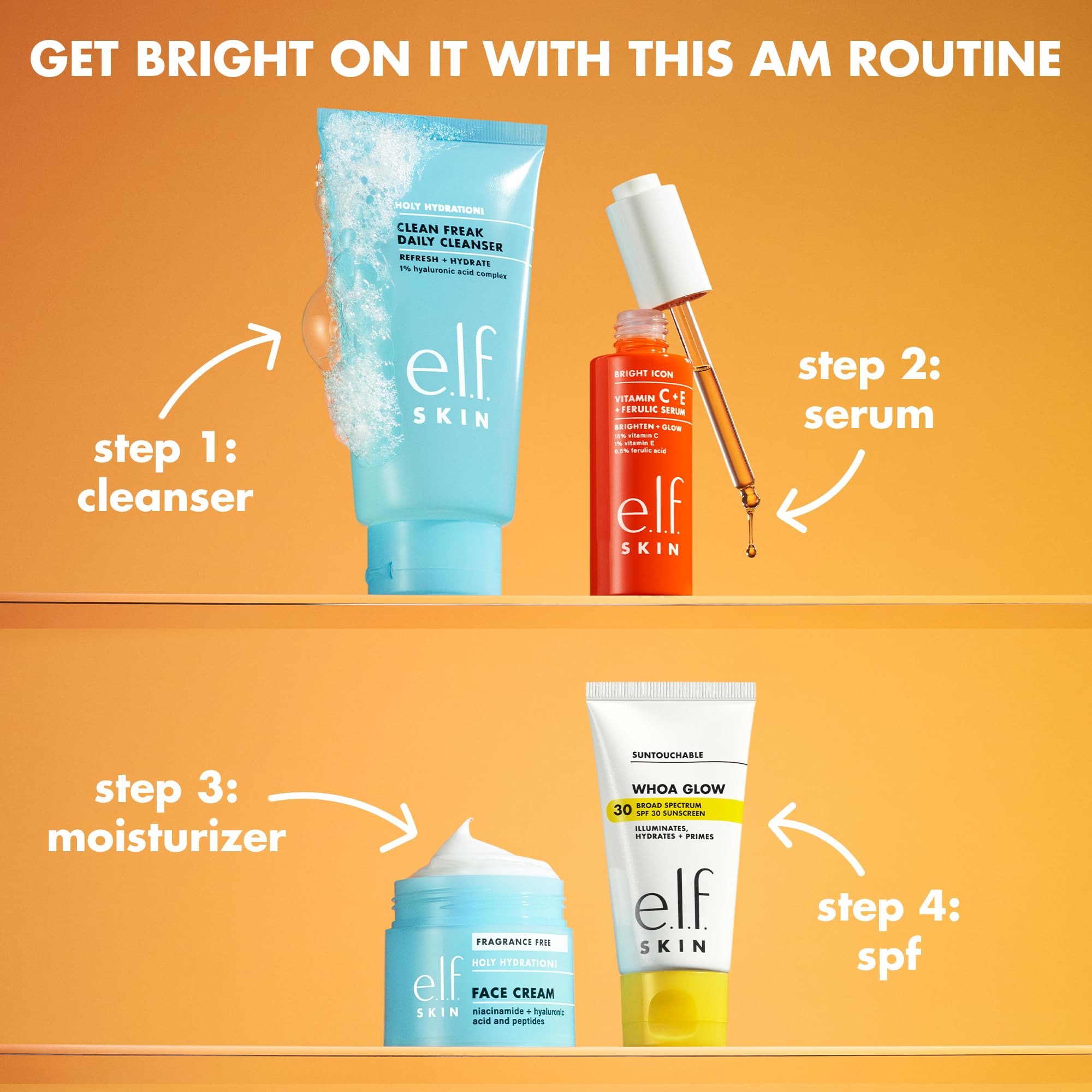 e.l.f. SKIN Bright Icon Serum on-face glow and even tone visualization