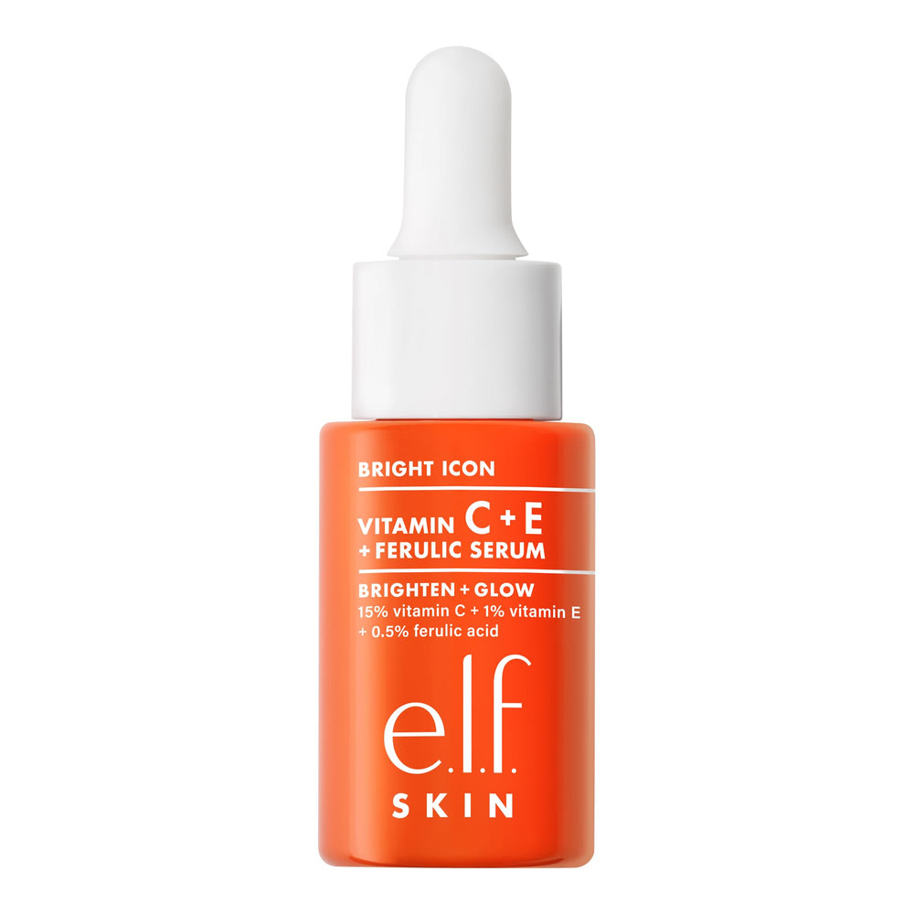 e.l.f. SKIN Bright Icon Serum texture depicted as non-greasy and fast-absorbing