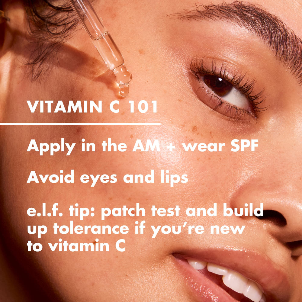 e.l.f. SKIN Bright Icon Serum applied on skin with glow effect