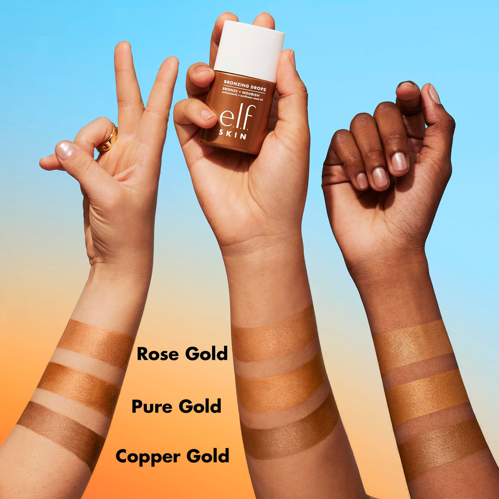 e.l.f. SKIN Bronzing Drops Mini highlights vitamin E and sunflower oil ingredients
