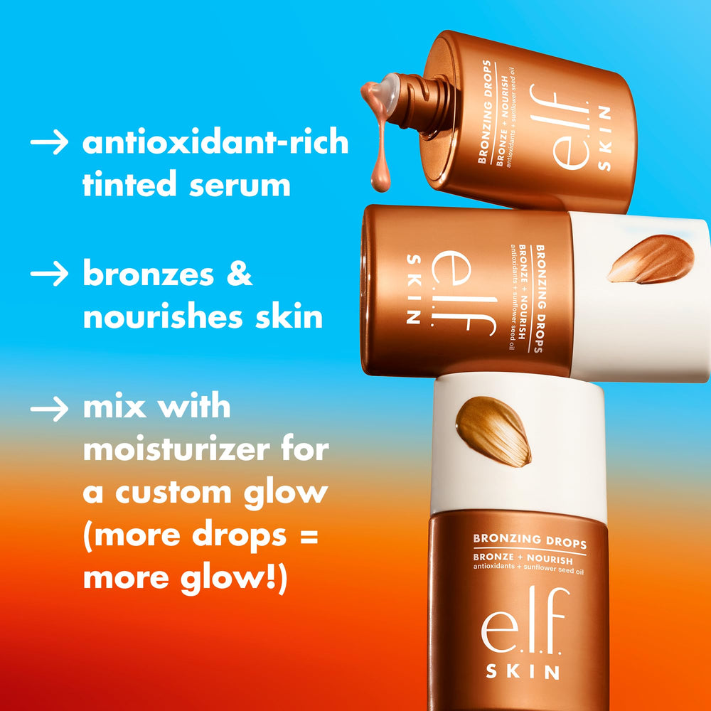 e.l.f. SKIN Bronzing Drops Mini mixed with moisturizer for customizable glow