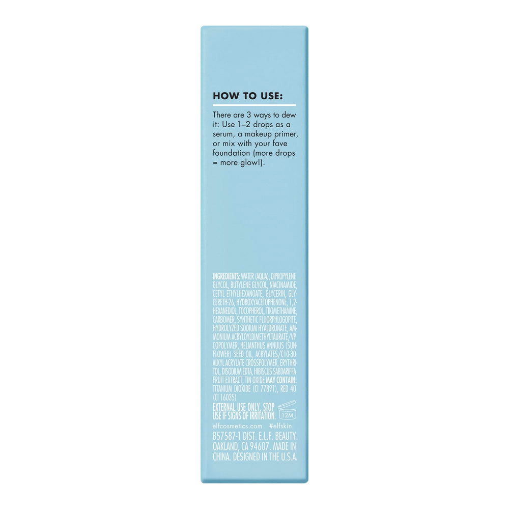 e.l.f. SKIN Thirst Burst Drops beside foundation for a hydrated glow.
