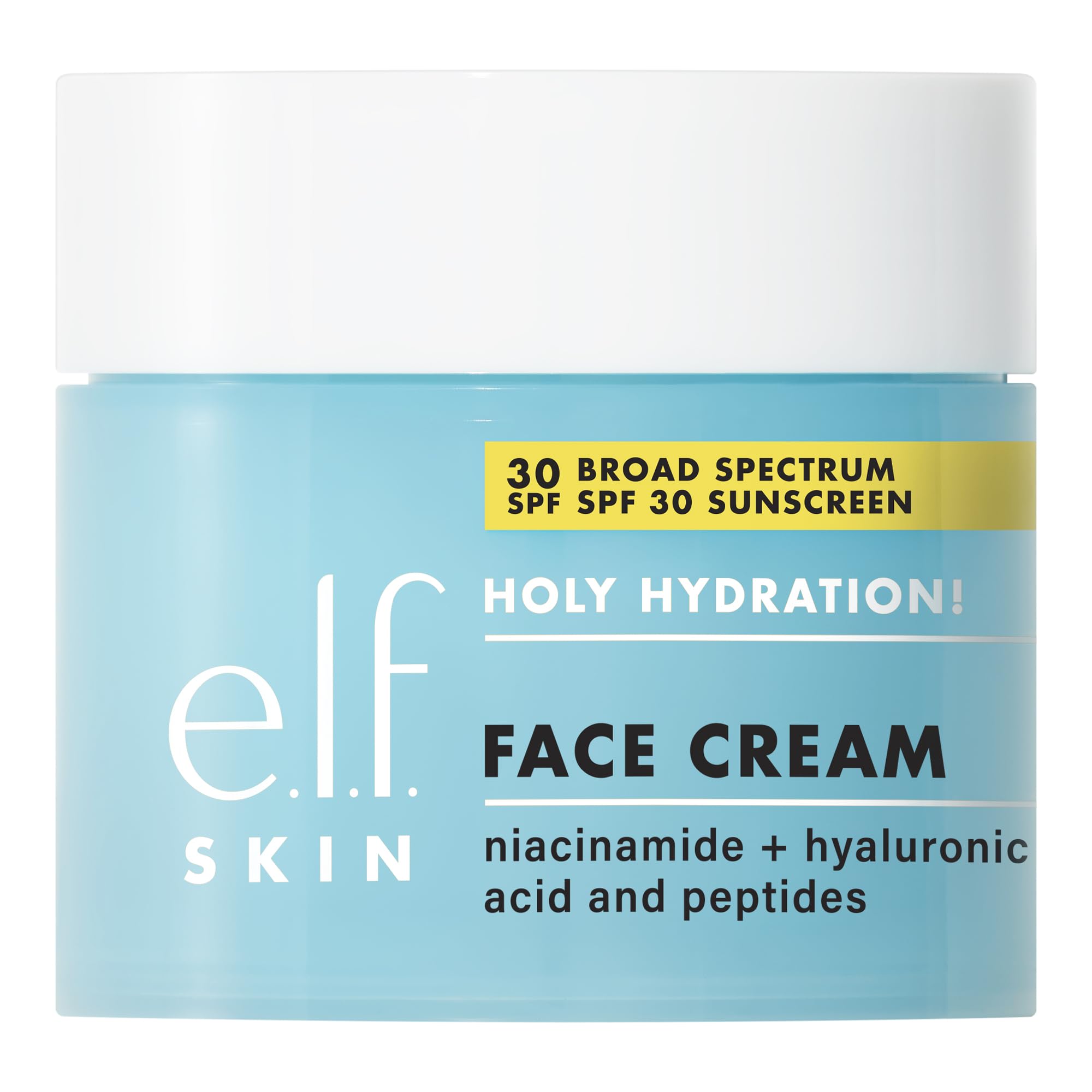 e.l.f. Skin Holy Hydration Face Cream bottle delivers all-day moisture with SPF 30