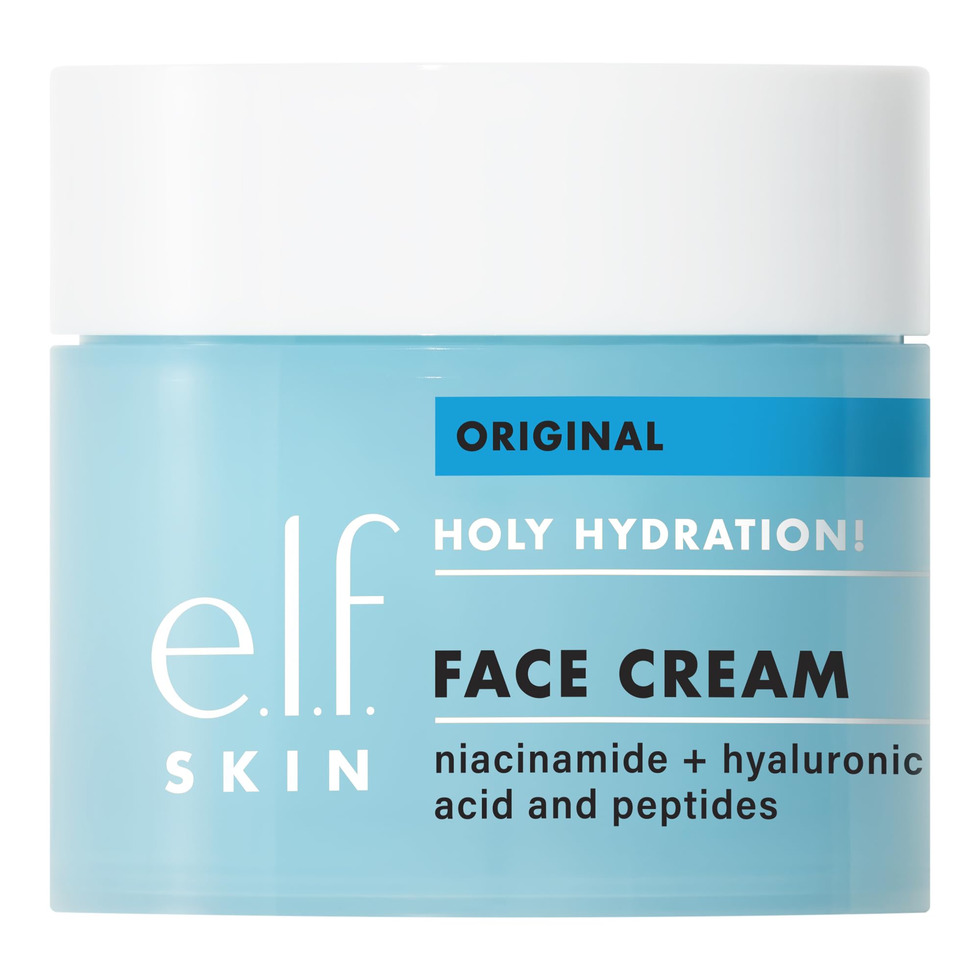 e.l.f. SKIN Holy Hydration face cream jar close-up showing hydration and plump feel