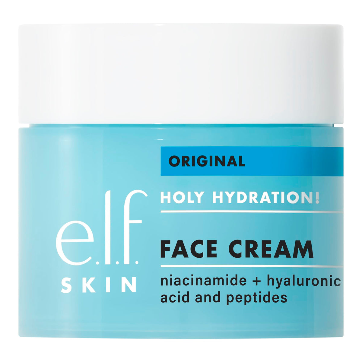 e.l.f. SKIN Holy Hydration face cream jar close-up showing hydration and plump feel