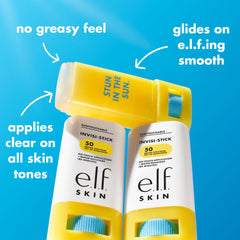 e.l.f. SKIN Suntouchable Invisi-Stick bottle highlights sunflower oil for moisture.